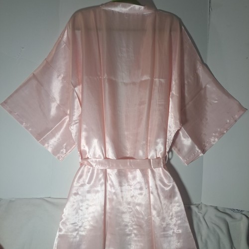 NEW Light Pink Satin Kimono Short Bath Robe Lingerie, Sleepwear Wms Sz 2X/3X - Picture 11 of 15