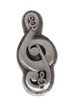 Torino Treble Clef Trinket Box Brooch Tiny Stud Earrings Music Note Pewter Vtg