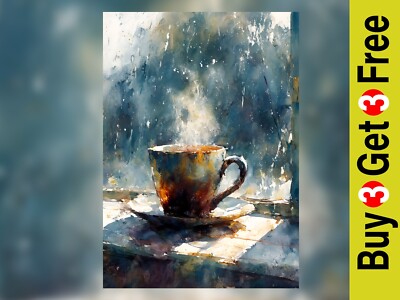 Dampfende Kaffeetasse 5''x7'' Druck auf mattem Papier | Stimmungsvolle Morgen Küche Dekor