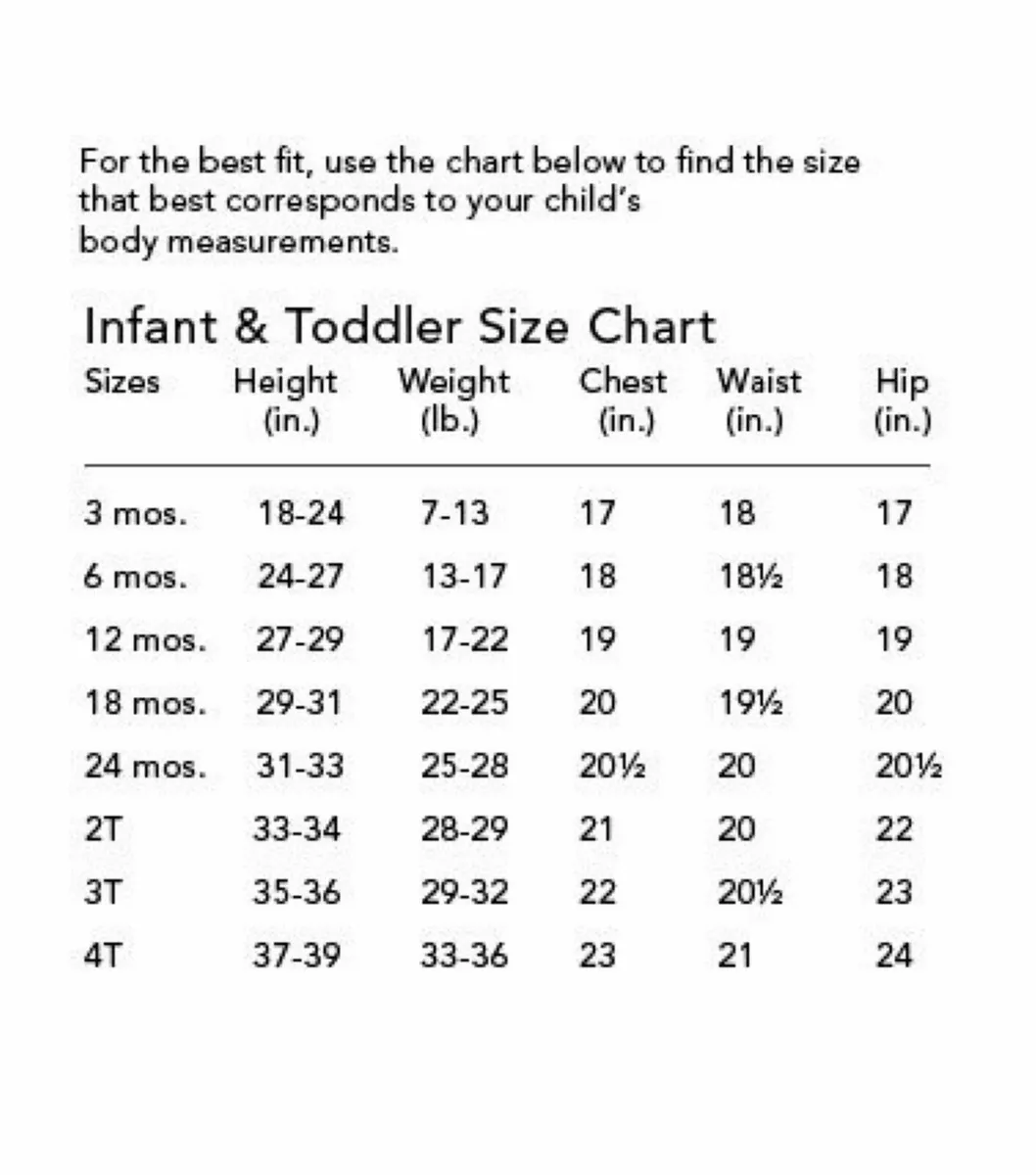 Tommy kids size chart deals