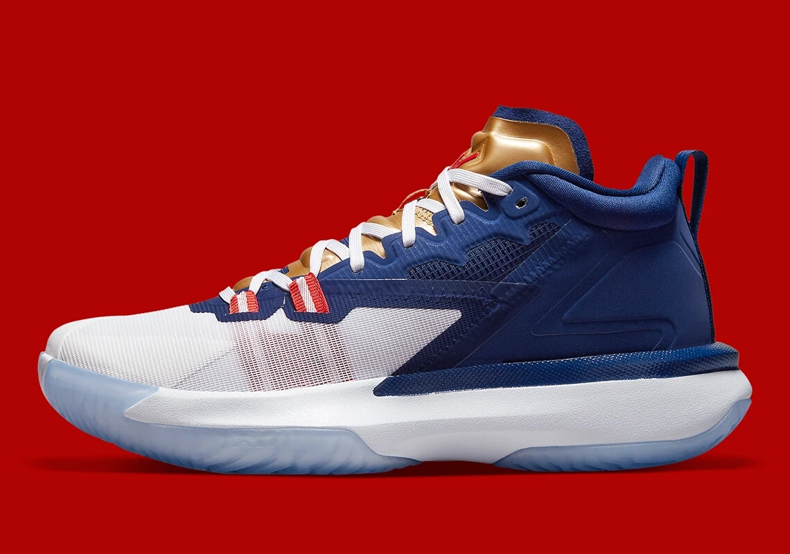 Nike Air Jordan Zion 1 USA Olympic Gold White Blue Red Nike Air Jordan Zion 1 USA Olympic Gold White Blue Red
