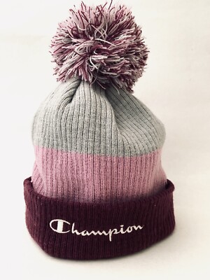 Purple Knit Beanie with Pom for Girls 