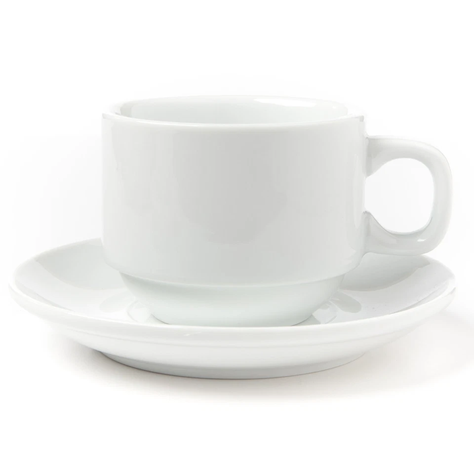 Tazas y platillo de café turco espresso de porcelana apilable de 4 onzas con ch... Foto 2 de 4