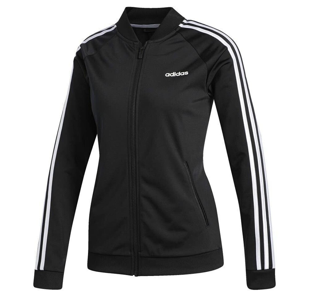 Adidas Women's Black 3S Tricot Full Zip Track Jacket DZ7657 Medium