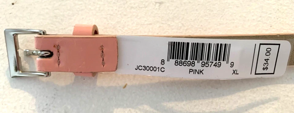 Cinturón ajustado JUICY COUTURE charol rosa tono plata hebilla logotipo talla XL Foto 3 de 4