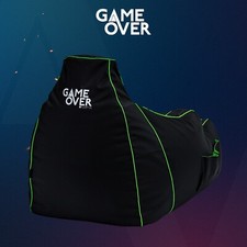 Game Over Green Gaming Bean Bag Lounger Chair High Back Adult Gamer Beanbag