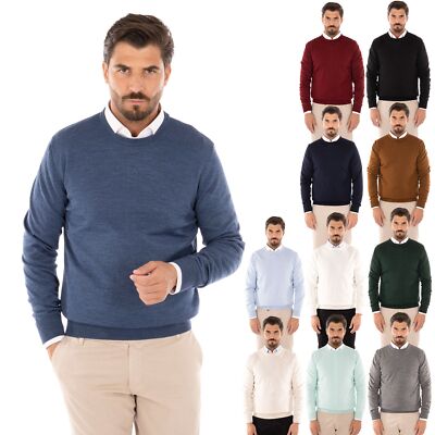 Merinos Wool Winter Sweater Crewneck Sweater Made in Italy 
