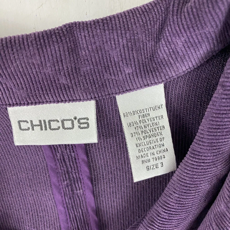 Blazer Chicos Mujer Talla 3 EE. UU. 16 Púrpura Pana Cremallera Trabajo Oficina Carrera Foto 4 de 4