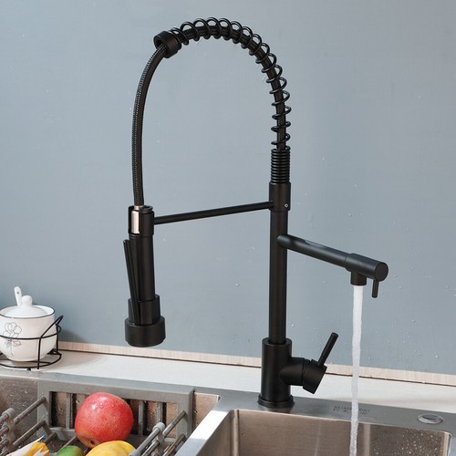 Grifo mezclador de cocina cromado/mate tirón hacia abajo cubierta grifos giratorios montados - Imagen 9 de 70