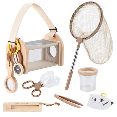 Wooden Bug Catching Kit for Kids - 10 PCS Outdoor Exploration Set with Bug Ha...