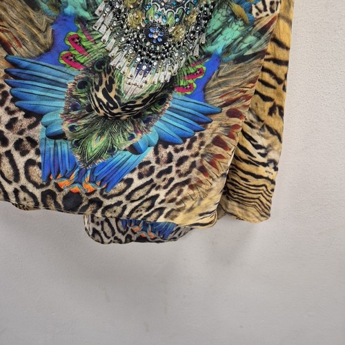Camilla Franks Leopardenmuster Schnürsenkel Seide Bluse Top Resort Urlaub Größe 1 - Bild 4 von 8