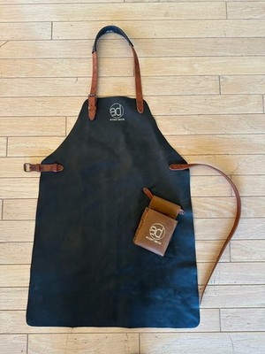 Thick Leather Apron Black Genuine BBQ Chef Grill Workwear Made In Netherlands