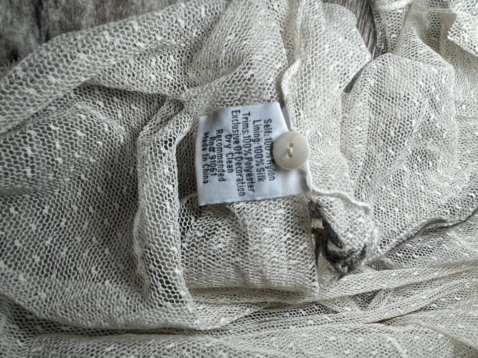 Johnny Was Biya Silk Nylon Sz S Mesh Embroidered Dress Y2K Fairycore Cottagecore - Image 3 of 4