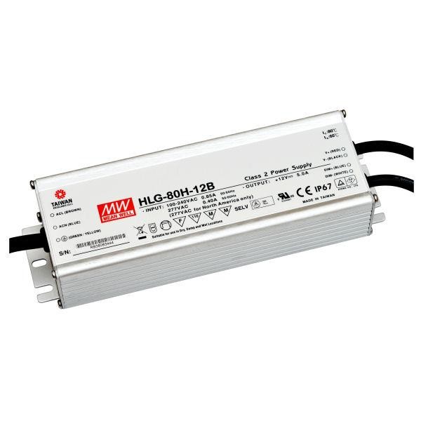 Alimentation LED Mean Well HLG-80H-12B étanche pour éclairage 12V 5A