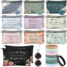 60 Pcs Church Gifts for Women Bulk Religious Makeup Bags Inspirational Scripture