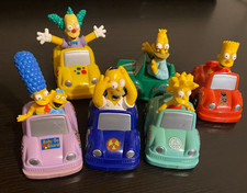 The Simpsons 2003 Red Rooster Pull Back Car Toy- Homer Marge Grandpa Lisa Crusty