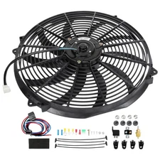 16"Electric Radiator Cooling Fan High 3000CFM Wiring Thermostat Relay Switch Kit