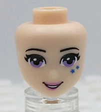 LEGO Friends Girls Minifig Head 21079 Lavender Eyes Blue Stars Open mouth Smile
