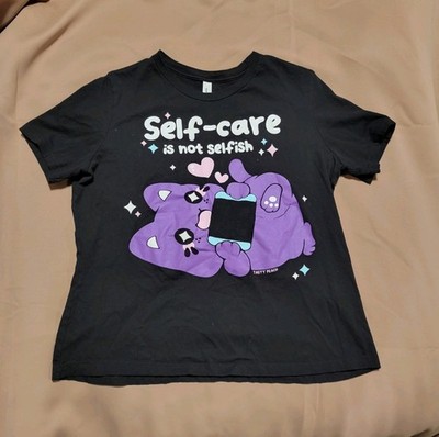 Tasty Peach Meowchi Black Self-care Is Not Selfish Graphic Tee, Sz L