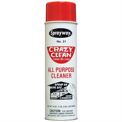 Sprayway Inc. Crazy Clean SW031 All Purpose Cleaner, 20 oz Aerosol Can, White Fo