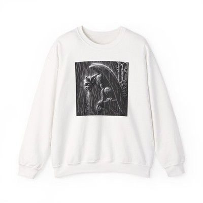 Unisex Crewneck Sweatshirt Scratchboard Gothic Cathedral Gargoyle