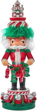 Kurt Adler 15-Inch Hollywood Nutcrackers  Red, White and Green Candy Tower Hat N