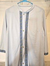 Vintage Nylon Peignoir Set Nightgown Robe Lorraine L Blue 2 Tone rare style