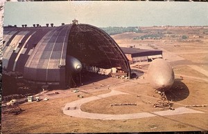 Vintage Unused Postcard Goodyear Blimp Dirigible Airships Air-Dock Akron, Ohio