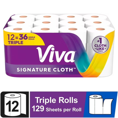 Viva Signature Cloth Paper Towels 12 Triple Rolls 129 Sheets Per Roll