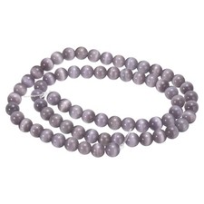 65pcs Black Gray Cat's Eye Stone Beads 6mm Round Crystal Loose Bead