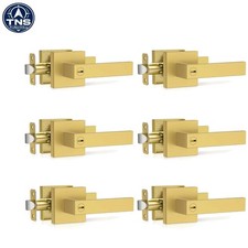 6 Pack Brass Zinc Interior Door Handles Privacy Lock Bedroom Bathroom Modern ...