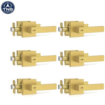 6 Pack Brass Zinc Interior Door Handles Privacy Lock Bedroom Bathroom Modern ...