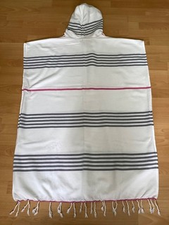 Ebb and Flo Cornwall Grey/Pink Stripe Hooded Beach Changing Robe One Size