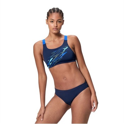 Speedo Bikini Damen Badeanzug zweiteiler Medley Logo chlorbeständig Blau