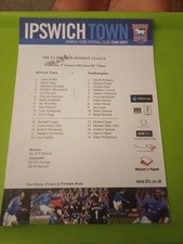 Ipswich Reserves V Southampton Premier Reserves Lg Football Teamsheet 9.10.2002
