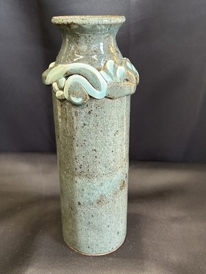 Vase w/Raised Abstract Design By Studio Art Pottery Ceramic Heavy 10.2  Signe