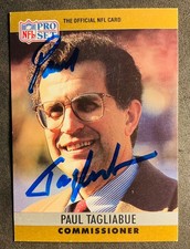 Commissioner PAUL TAGLIABUE autographed signed auto 1990 PRO SET ROOKIE RC card. rookie card picture