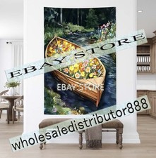 Floating Flower Boat Tapestry Romantic mystical magical 59X82 in