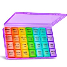 XL Weekly Pill Organizer 4 Times Daily 7-Day Pill Box AM PM Large Compartments