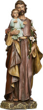 Statua San Giuseppe con Gesù Bambino Studio Romano 10" San Giuseppe, Religiosa Cattolica