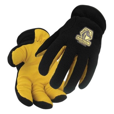 Black Stallion 15FH-BLK Grain Pigskin and Polar Fleece Winter Gloves, X-Large