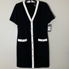 Tommy Hilfiger Dress Womens 12 Black & White Sheath Business Office Classic Core