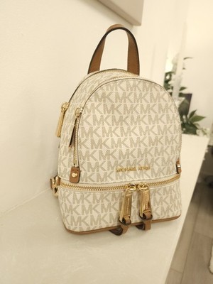 Michael Kors Rhea Mini Backpack Damen Ivory Logo Rucksack 