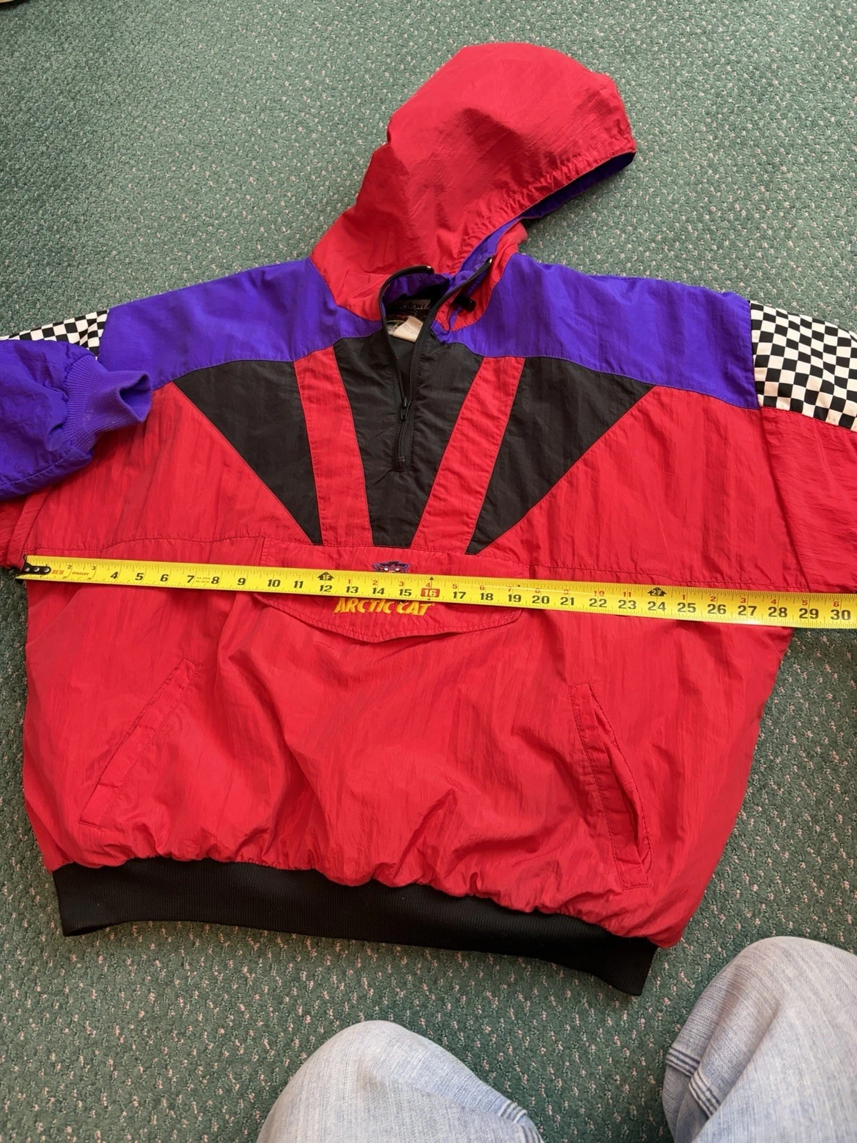 Vintage 90s Arctic Cat Race Cat Pullover Jacket XXL Checkered Snowmobile USA image 7