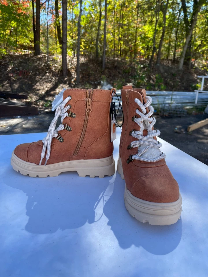 Botas de combate estilo piel de oveja con cremallera Willa para niñas - art class™ coñac 13 Foto 2 de 4