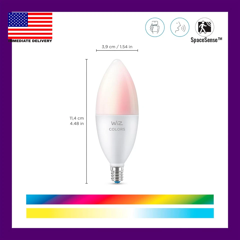 40W B12 Smart Candle-Shape, E12 Base, Full Color, Dimmable, 1-Pack, Indoor, Conn - Image 2 of 4