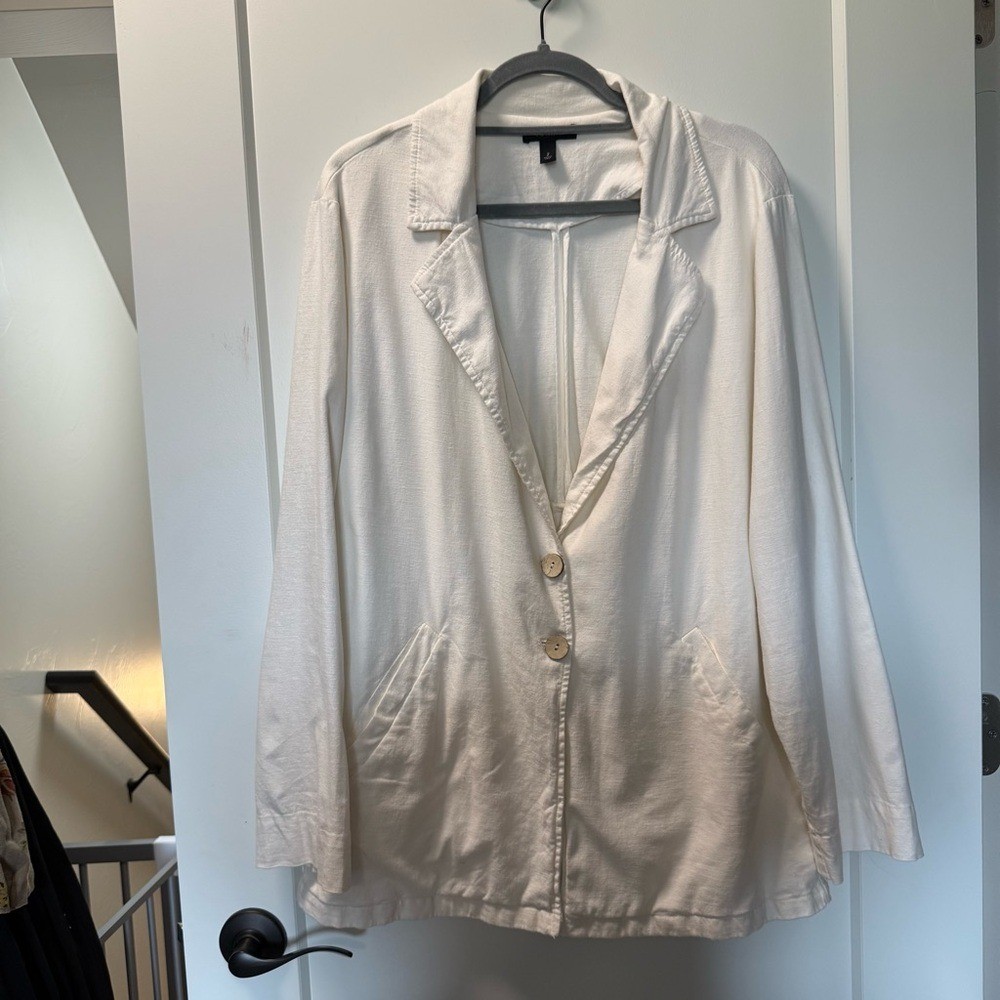 Torrid Linen Blend White Basic Blazer Jacket Ligh… - image 2