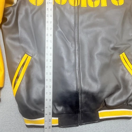 NFL Pittsburgh Steelers Faux Leather Varsity Jacket Mens Large Black Yellow image 3