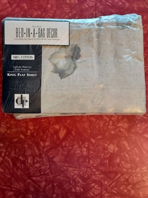 Dan River Morning Mist Bed In A Bag 100% Cotton Percale King Flat Sheet - NEW