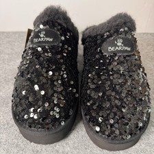 Bearpaw Womens PORTIA Sequin Embellished Slipper Mule BLACK Size 9 Wide NIB